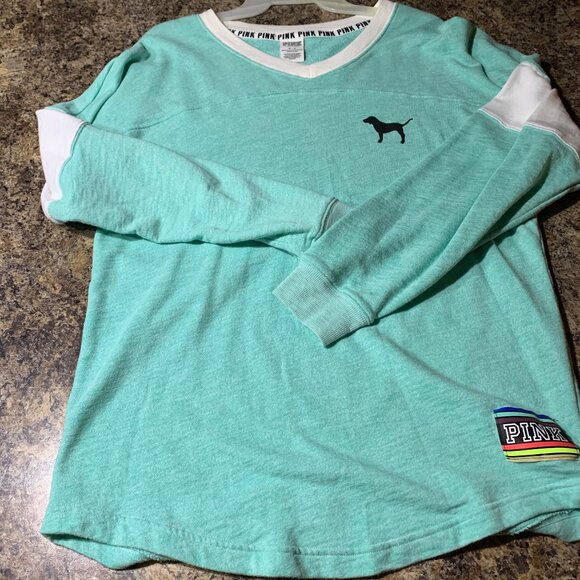 collection of 2 PINK long sleeve t-shirts, colors mint & brown, size M - Picture 5 of 8